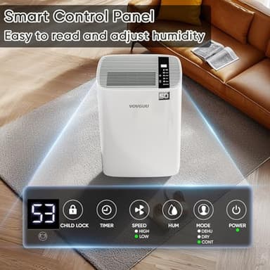 VOVGUU 5500 Sq.Ft 75 Pints Dehumidifier for Basement and Home with Drain Hose & 1.43 Gal Water Tank, 3 Smart Modes, Humidity Control, Auto Defrost, 24H Timer- Energy Star Dehumidifer for Large Room - Image 7