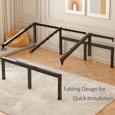 FUIOBYVV Queen Bed Frame 18 inch Heavy Duty Metal Platform Bed Frame Queen Size Support Up to 3500 lbs,No Box Spring Needed/No Shaking/Steel Slat Support/Noise Free/Easy Assembly - Image 6
