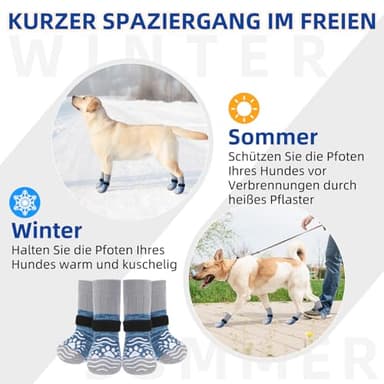PUPTECK Anti Slip Dog Socks, Shoes with Grippers to Prevent Licking Hardwood Floors Traction, Rubber Boots & Paw Protectors, Senior Dogs Booties Navy Blue - Image 5