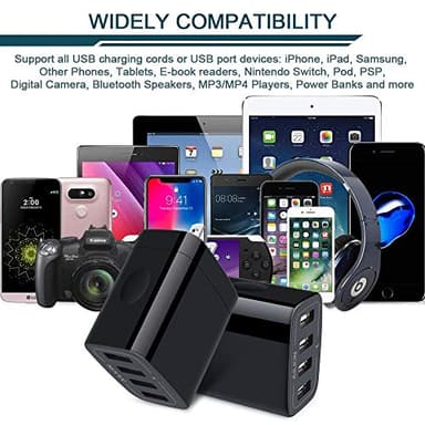 USB Wall Charger, 2-Pack AILKIN 4.8A 4-Port USB Plug Cube Brick Charging Box Wall Charger Plug, Charging Block for iPhone 17 16 15 14 13 Pro Max 12 11Pro Max/XR Plus, Samsung Galaxy S23 S22 S21 - Image 6