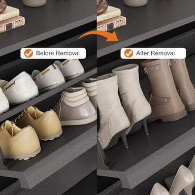 GarveeHome Shoe Cabinet with 2 Flip Drawers, Wooden Shoe Organizer Cabinet with Adjustable Shelf, Shoe Storage for Entryway, Hidden Shoe Cabinet for Hallway, Living Room, Black - Image 5