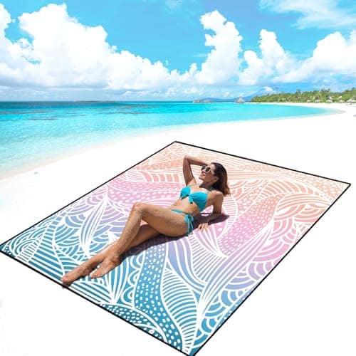 AISPARKY Beach Blanket Waterproof Sandproof, Oversized Large Beach Mat 79" X 83"/120"x108" for 1-8 Adults, Quick Drying&Compact&Lightweight, Picnic Mat Vacation Essentials for Beach Camping Travel - Image 1