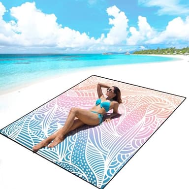 AISPARKY Beach Blanket Waterproof Sandproof, Oversized Large Beach Mat 79" X 83"/120"x108" for 1-8 Adults, Quick Drying&Compact&Lightweight, Picnic Mat Vacation Essentials for Beach Camping Travel - Image 1