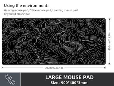 Rinaze Extra Large Gaming Mouse Pad with Black Topographic, XXL Mousepad, Big Mouse Mat Desk Pad, Non Slip Keyboard Pad for Gaming Computer Laptop PC Office Desk Accessories - Image 4
