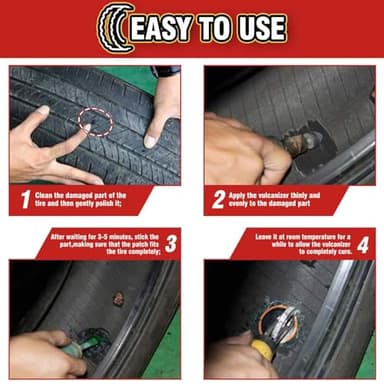 Chemical Vulcanizing Cement 3.4FL.Oz, All Purpose Tire Repair Rubber Glue, Dry Clear Rubber Cement, Tire Patch Glue with Brush Top Can for Car, Motorcycle, Bike Tires - Image 5