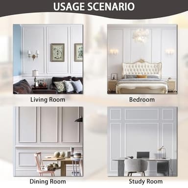 Lunghaa 6-Frame Premade Accent Wall Molding Kit, Ready-to-Assemble Wainscoting Panels, Pre-Cut Chair Rail Moulding Trim for Home Décor - Image 2