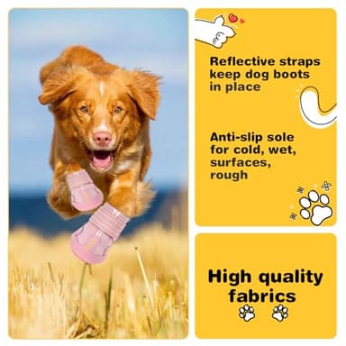 Hcpet Dog Shoes, Dog Boots for Large Dogs, Breathable Dog Booties Paw Protector for Summer Hot Pavement, Winter Snowy Day, Outdoor Walking, Indoor Hardfloors Anti Slip Sole Pink Size 6 - Image 4