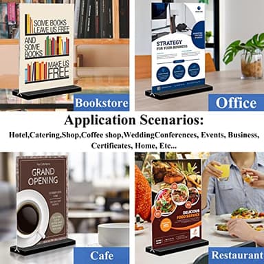 Acrylic Sign Holder 8.5x11 Vertical,Clear Double-Sided Stand Plastic Picture Frames Paper Holder Menu Table Display Stand Flyer Document Holder TableTop Sign Holder for Home, Store Office,2Pack - Image 6