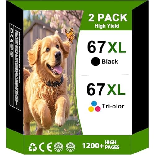 Ink 67XL Replacement for HP 67XL Ink Cartridges Black Color Combo Pack Compatible for HP Ink 67 Fit for DeskJet 2700e 2700 2855e 2755e 2755 4155e 4255e for Envy 6000 6055e 6400 Printer 2 Pack - Image 1