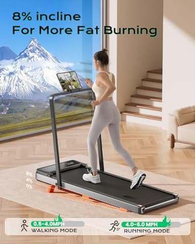 TREAFLOW Walking Pad,Treadmill with Incline for Home Office, 2.5HP Portable Under Desk Treadmill with 265 Lbs Capacity,Remote Control, Led Display - Image 2