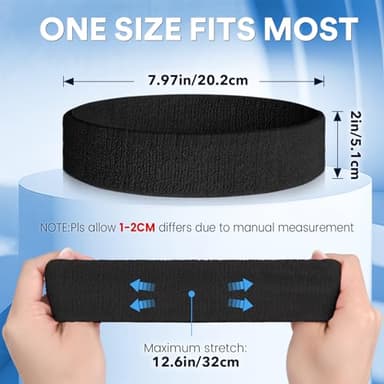 BEACE Sweatbands Sports Headband for Men & Women - Moisture Wicking Athletic Cotton Terry Cloth Sweatband for Tennis, Basketball, Running, Gym, Working Out - Image 7