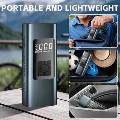 Coquimbo Bike Pump Tire Inflator Portable Air Compressor: 150PSI Electric Air Pump for Car Tires Cordless Car Bike Motorcycle Accessories Birthday Gifts for Men Dad Him (Gun Gray) - Image 7