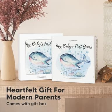 First 5 Years Baby Memory Book Girl, Boy - 90 Pages Hardcover First Year Milestone Keepsake Book, Newborn Scrapbook for New Parents, Minimalist Photo Album Journal, Gift for Baby Shower (SeaWorld) - Image 8