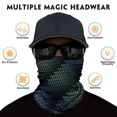 Venswell Neck Gaiter Mask for Men Women, Seamless Bandana Rave Face Cover Mask, Magic Face Scarf, Balaclava,Headband, Head Wrap-Motorcycle Cycling Festival Outdoors (B-Black Gray Series 2) - Image 2