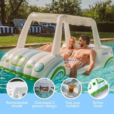 FUNBOY Country Club Golf Cart Pool Float, Two Cup Holders, Removable Fringe Shade, Float for Summer Pool Party and Entertainment - Image 4