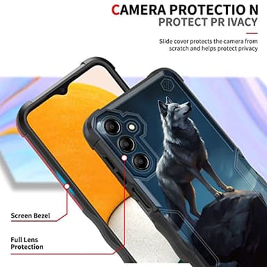 EFGWSDER for Galaxy A14 5G Case,[Dual Layer][10 FT Military Grade Drop Protection] [Non-Slip] Heavy Duty Shockproof Case for Samsung Galaxy A14 5G 6.6" 2023,Wolf Moon Night - Image 2