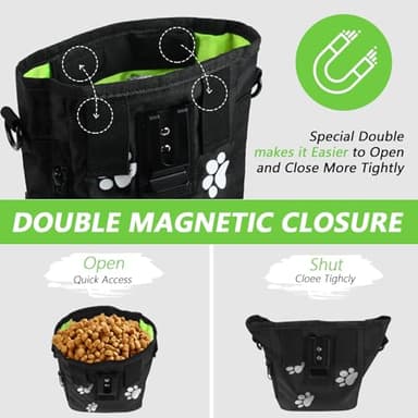 kissleaf Dog Treat Pouches for Pet Training, Treat Pouches for Pet Training,Large Dog Treat Training Pouch and Dog Clicker,Dog Training Treat Pouch Built-in Poop Bag Dispenser-Black Pattern. - Image 7