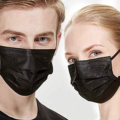 NNPCBT 100PCS 3 Ply Black Disposable Face Mask Filter Protection Face Masks - Image 2
