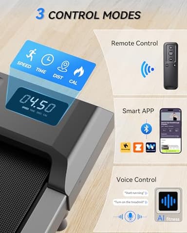 Walking Pad with 10% Incline, Walking Pad Treadmill 265lb Capacity, [Voice Control] Works with KINOMAP WELLFIT APP, 2.5HP Running Pad Small Treadmill for Home Office Apartment - Image 5