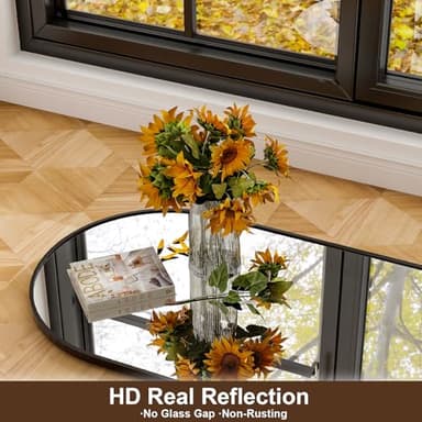 WISSMIELS 65" x 24"Arched Full Length Mirror - Wall Mounted Floor Mirror- Aluminum Alloy Frame Full Body Mirror for Bathroom Living Room Bedroom and Entryway Black - Image 4