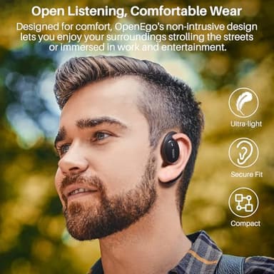 TOZO OpenEgo Open Ear Earbuds Bluetooth Headphones, 80Hrs Playtime Wireless Earbuds with Earhooks, Digital Display, 32 EQ Modes, Clear Call, Comfortable Wear, Sweat-Proof for Running Workout Black - Image 6