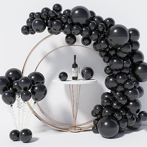 130PCS Black Balloons Different Sizes 18" 12" 10" 5" Balloon Garland Arch Kit perfect for Birthday Party, Graduation, Baby Shower, Wedding, Holiday Decoration and Anniversary (Black balloons) - Image 1