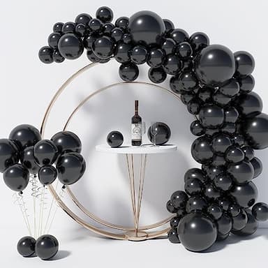 130PCS Black Balloons Different Sizes 18" 12" 10" 5" Balloon Garland Arch Kit perfect for Birthday Party, Graduation, Baby Shower, Wedding, Holiday Decoration and Anniversary (Black balloons) - Image 1