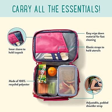 PlanetBox Insulated Lunch Bag Tutti Frutti Edition Carry Bag with Pockets for Water Bottle and Snacks, Durable, Easy to Clean, BPA Free - Image 2
