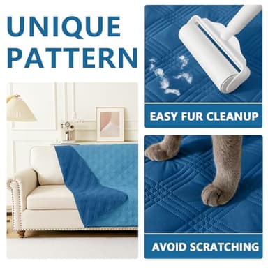 hyha Waterproof Dog Blanket, Reversible Pet Bed Blanket, Soft Sofa Couch Cover for Dogs Washable, Waterproof Pet Couch Covers for Sofa Puppy Cats Furniture Protector(68"x82", Navy Blue/Blue) - Image 4