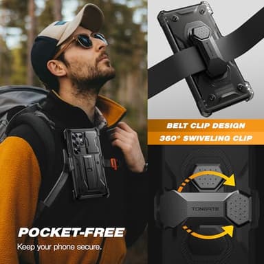 TONGATE for Samsung Galaxy S25 Ultra Case, [with Privacy Screen Protector & Slide Camera Cover] [2 Front Frames] Full-Body Heavy Duty S25 Ultra Case with Stand & Belt Clip Holster, Black Privacy 6.9" - Image 9