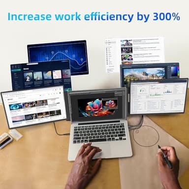 BKVOO Laptop Screen Extender 16-inch - Triple Laptop Monitor Extender Detachable FHD 1920x1200P IPS 235° Rotation Extra Portable Monitor Compatible with 13”-17” Mac Wins Dex Chrome - Image 6