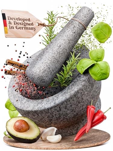 ChefSofi 1.5 Cup-Capacity Mortar and Pestle Set - Unpolished Heavy Granite for Enhanced Performance and Organic Appearance - Image 1