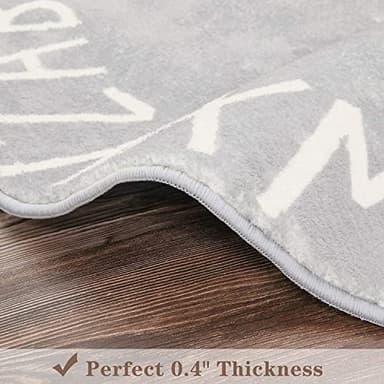 Topotdor Round Kids Play Rug Alphabet Nursery Area Rug Extra Large Soft Crawling Play Mat for Children Toddlers Bedroom (71 inch, Grey) - Image 4