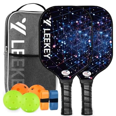 LEEKEY Pickleball Paddles Set of 2 - USAPA Approved Fiberglass Pickleball Racket, Racquet Made of Polypropylene Honeycomb Core,Lightweight Design Pickleball Paddles for Men Women Beginners - Image 1