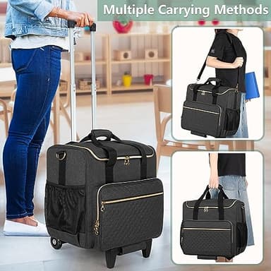 LUXJA Rolling Teacher Bag with Laptop Compartment and Detachable Dolly, Multifunctional Rolling Teacher Tote Bag (Patent Pending), Black - Image 5