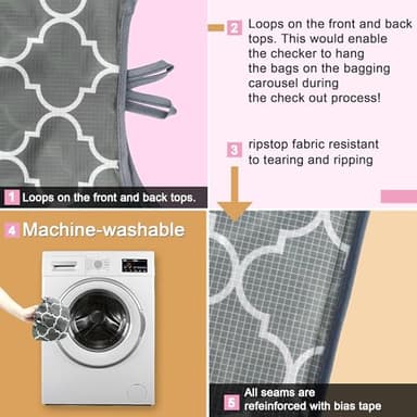 BeeGreen Grocery Bags | Reusable Gift Bags, Large Tote for Women & Foldable Beach Bag - 6 Pack Reusable Bag With Handles | Collapsible Cute Cloth Storage for Market, Holiday & Shopping | Washable​ - Image 5