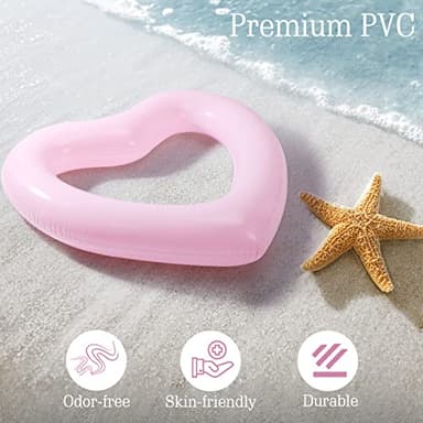 HeySplash Pool Floats, Adult Size Heart Inflatable Pool Floatie for Bachelorette Party, Swim Tube Rings, River Lake Beach Floaty, Wedding Bride Valentine Decor, Fun Toy Raft Lounge, Pink - Image 3