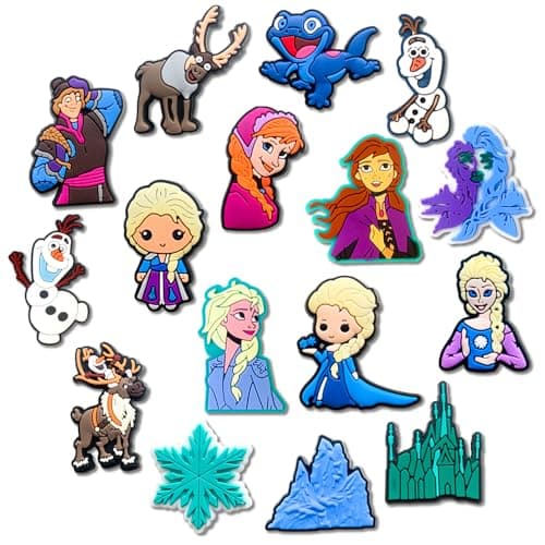 16Pcs Princess Shoe Charms for Croc Clogs Sandals Bracelet Wristband Slippers, Sorority Shoe Decoration Charms for Party Favor - Image 1
