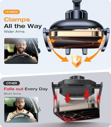 VICSEED Military-Grade Sturdy Car Phone Holder Mount, Upgraded Anti Shake Metal CD Slot & Air Vent Thick Case Friendly Phone Mount for Car Fit for iPhone 16 15 14 Samsung All Phones - Image 6