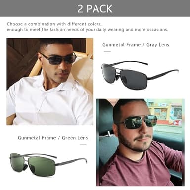 SUNGAIT Ultra Lightweight Rectangular Polarized Sunglasses Men UV400 Protection SGT458HH-QMLV-8 - Image 2