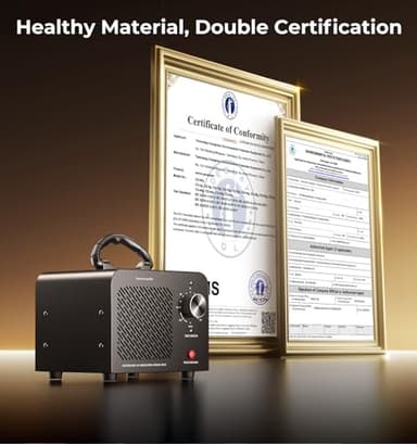 Ozone Generator 48,000mg, Commercial Ozone Machine Odor Removal, High Capacity O3 Ionizer Air Purifier Deodorizer, Portable Mini for Car, Home, Smoke, Pets, Industrial, for 4000 Square Feet -Black - Image 8