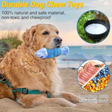 WinTour Tough Dog Toys for Aggressive Chewers, Indestructible Dog Chewers for Medium & Large Breeds, Squeaky Durable Chew Toys to Keep Them Busy, Reduce Boredom, Teeth Cleaning, Bacon Flavor - Image 3