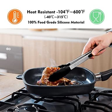 HOTEC Premium Stainless Steel Locking Kitchen Tongs with Silicon Tips, Set of 2-9" and 12" - Image 3