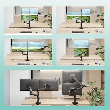WALI Vertical Dual Monitor Stand for 17''-49'' Curved Screens, Ultrawide Dual Monitor Arms up to 44lbs, Stacked Monitor Mount for 2 Monitors, Heavy Duty Adjustable Gas Spring Arm (GSDM002N-P), Black - Image 2