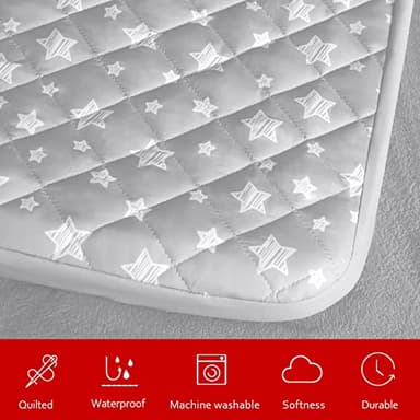 Waterproof Dog Bed Covers Replacement Washable Pet Hair Easy to Remove, Noiseless Quilted Puppy Pet Bed Cover Lovely Grey Star Print 44x54 Inches, for Dog/Cat, Cover Only - Image 2