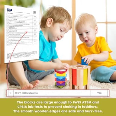 Richtim Montessori Toys for 1-3 Year Old: Color Sorting Wooden Drawer Box Toy for Toddlers Square Color Sorting - Image 5