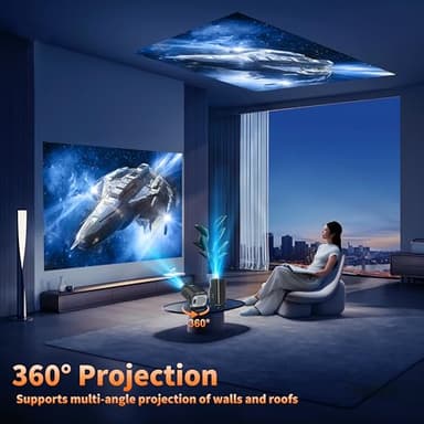 【Built-in Apps】Projector 1080P Full HD, 4K Projector with 270° Rotation,Portable Projector WiFi 6 & Bluetooth 5.2 Support,Featuring Auto Keystone Correction,HDMI/USB Connectivity Projector Black - Image 9