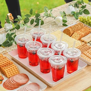 VITEVER [100 Sets - 16oz] Clear Plastic Cups with Lids and Straws, Disposable Iced Coffee Cups for Smoothie, Milkshake, Cold Drinks - BPA free - Image 7