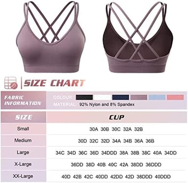 VEQKING Women's Cross Back Sports Bra Padded Strappy Medium Support Yoga Bra for Workout Fitness 3 Pack - Image 7