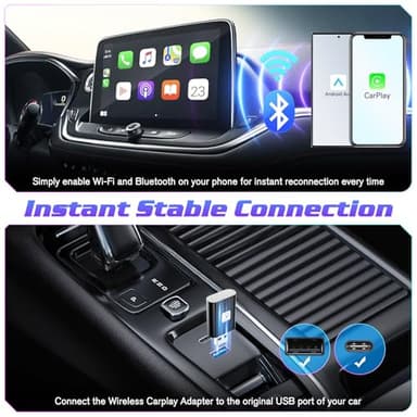 Mini Wireless Carplay Adapter for iPhone, 2025 Stable Universal Wireless carplay Adapter, Fast Convert Factory Wired to Wireless CarPlay Dongle Cars for Apple for iOS - Image 3
